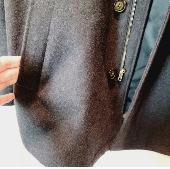 Ralph Lauren Dark Gray Wool Hidden Zipper Button Up 3/4 Qtr Overcoat - Picture 6 of 8